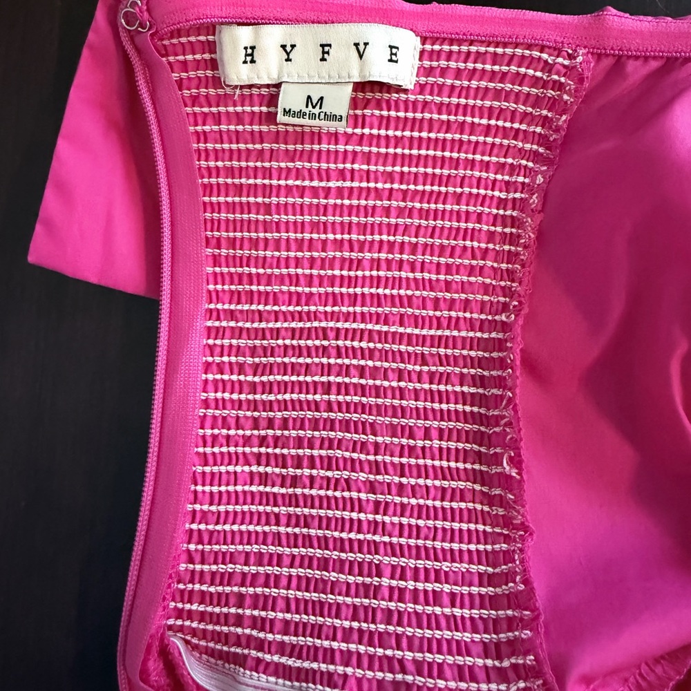 HYFVE Strapless Maxi Dress w Pockets Hot Pink Smocked Back Size Medium - Picture 7 of 9